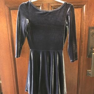 Charcoal velvet skater dress with scoop back